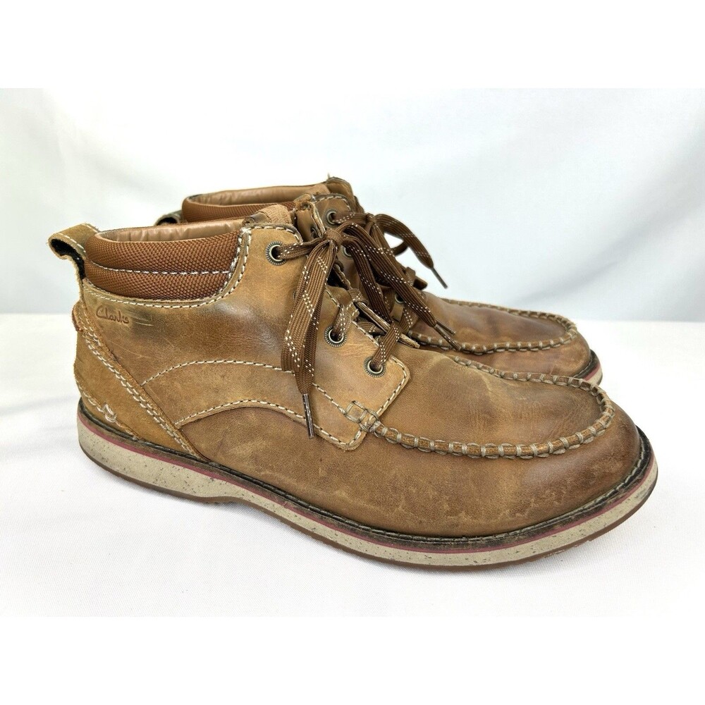 Clarks Desert Brown Leather Moc Toe Ankle Boot Lace Up Men’s Size 10.5 M
